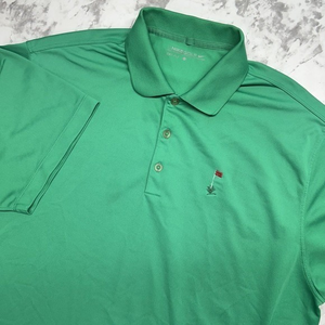 Rare Nike Polo Shirt Men's Large Green Short Sleeve Golf Dri Fit Stretch‎ Flag